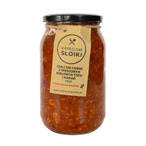 Chili sin carne z wędzonym mielonym tofu i kakao (wegańskie) 