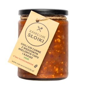 Chili sin carne z wędzonym mielonym tofu i kakao (wegańskie) 